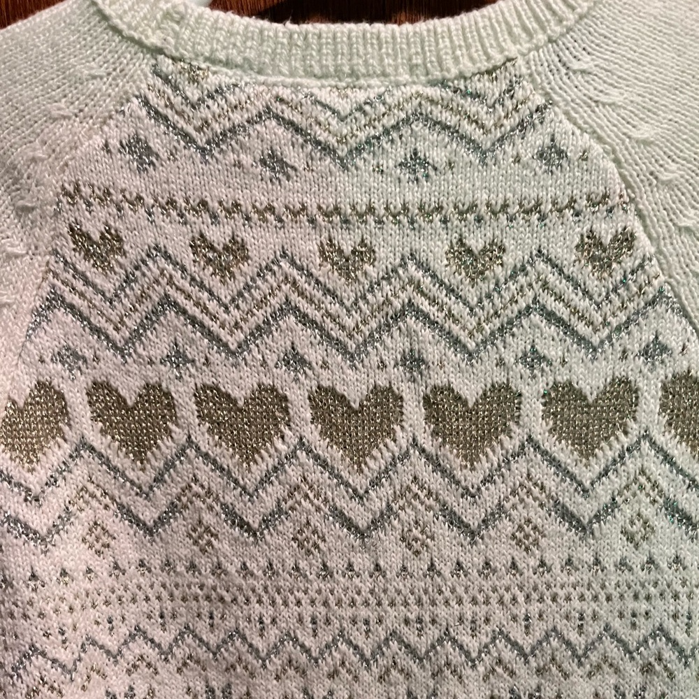 Children’s Place Cream Gold Silver Girls Holiday Sweater Dress